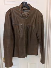 VTG 70s AMF Harley Davidson Cafe Racer Motorcycle Jacket Brown Moto.  Medium.