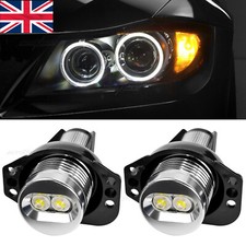 2x LED Angel Eyes Light Halo Ring Headlight Bulbs White For BMW 3 Series E90 E91