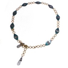 Vintage Bakelite Belt Roman Profile Green Linked Necklace15.25" long