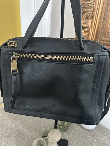 Fossil black leather satchel - black,