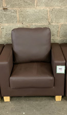 Chocolate Brown Faux Leather Square tub armchair. NEW WN7