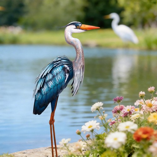 Chisheen metal heron - metal, statue