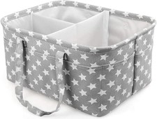 Portable Baby Nappy Caddy - Stylish Nursery Organizer & Travel Tote (Grey)