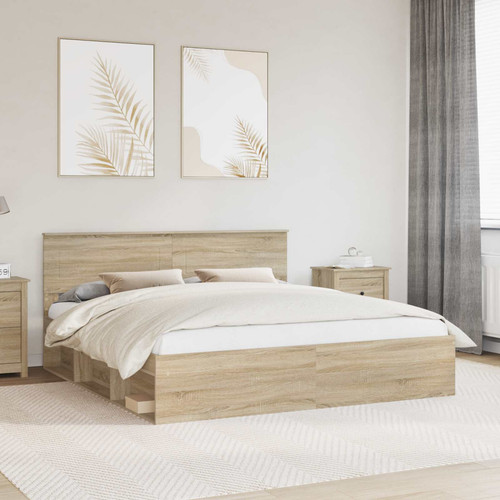 Bed frame sonoma oak 200x200cm - bed,
