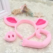 3-Piece Set Animal Pig Ears Nose and Tail Costume Outfit Fancy Dress Accessory