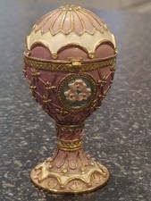 FABERGE EGG STYLE TRINKET POT on PEDESTAL