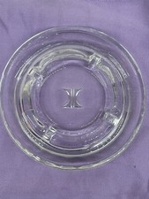 Hilton Hotels Ashtray Vintage Embossed Logo Clear Glass Advertisement 1970's Era