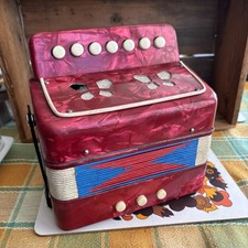 Vintage Children’s Small Sized Accordion Squeeze Box Red