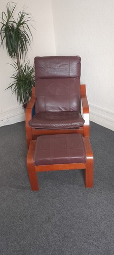 Poang style leather - , armchair