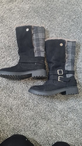 Suede boots with grey tartan - with,