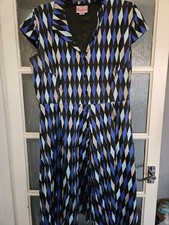 Pinup Couture pinup girl clothing PUG Dress Blue Harlequin Size 2X