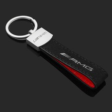 Black Suede Leather+Metal Car Keychain Key Chain Key Ring for Mercedes AMG