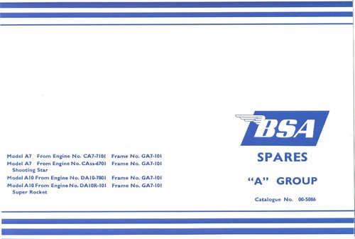 Bsa a10 parts book - book, fully