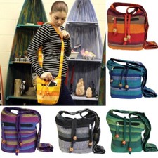 Nepal Sling Shoulder Bag - 100% Pure Cotton Fabric Hippy Ethnic Handbag
