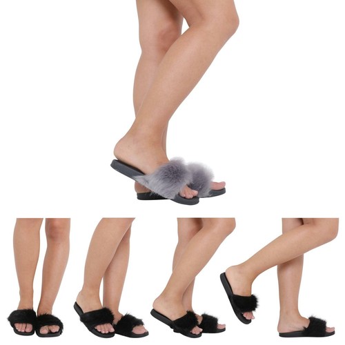 Womens ladies faux fur - womens, slip