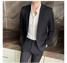 Mens Black Pinstripe 2 Piece