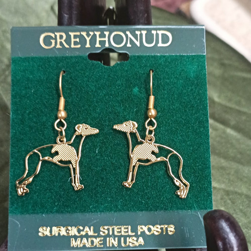 Greyhound dog gold tone dangle - greyhound,