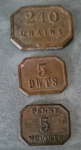Antique three brass weight - antique,