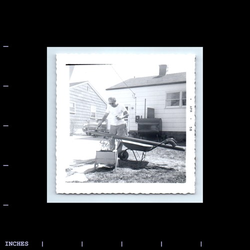 Old square photo man with - square,
