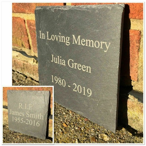 Slate grave memorial sign - slate,