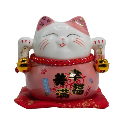 Pink lucky waving chinese cat - waving,