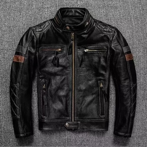 Men leather jacket - leather,