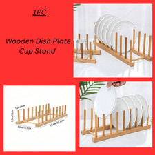Wooden Dish Plate Cup Stand Cupboard Rack Holder Kitchen Storage Drying Durable