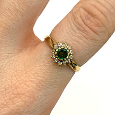 Emerald & Diamond Round Halo