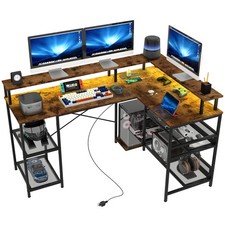 HOMCOM L Shaped Gaming Desk w/