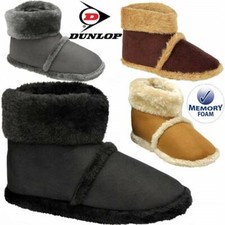 MENS SLIPPERS NEW ANKLE FLEECE WARM LINED NORDIC WINTER FUR BOOTS SHOES SIZE
