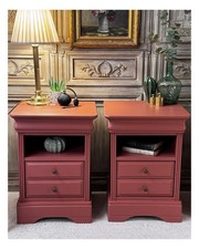 Large Pair Of Painted Bedside