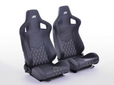 Wingback Sports Car Bucket Seats Honeycomb Stuttgart Black Faux Leather