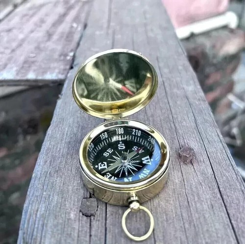 Antique nautical brass compass - brass,