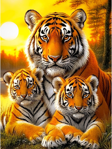 Tiger paint numbers - numbers, for
