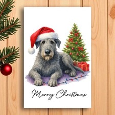 Irish Wolfhound Dog Christmas Card from the dog. Dog Lovers Card.
