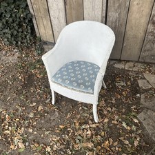 Vintage Lloyd Loom Style Woven White Armchair / Commode Bedroom Chair Ref Chap