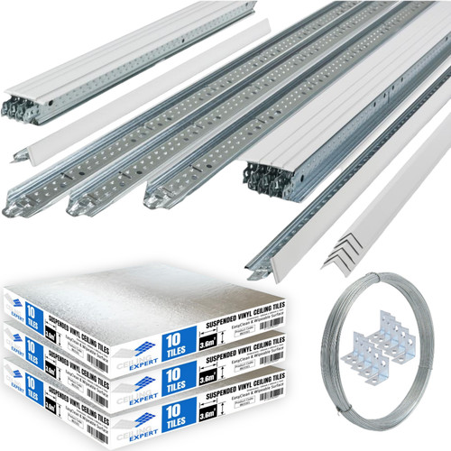 10m2 suspended ceiling - suspended, tiles