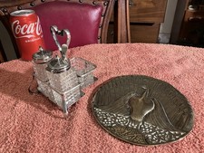 Antique Silver Plate Cruet Set ROBERT & BECK On An Art Nouveau Tray