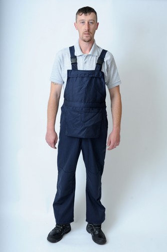 Men bib and brace - white, navy