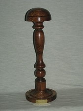 WOODEN HAT WIG STAND DARK OAK