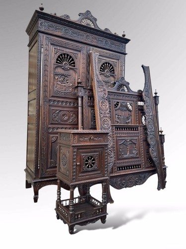 Antique french breton bedroom - french,