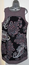✿Ladies DEBENHAMS navy mix paisley print lined shift summer dress size 18✿