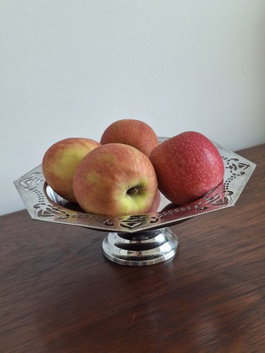 Vintage chrome pedestal bowl - pedestal,