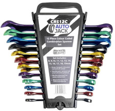 12pc Metric Combination Spanner Set 8–19mm – Cr-V Steel Multi Coloured with Rack