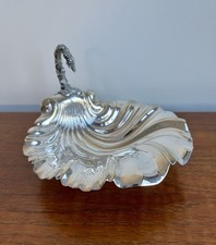 Antique Silver Plated Caviar Shell with Frosted Glass Inlay