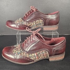Clarks Womens Narrative Hamble Oak Burgundy Tweed Brogue Shoes UK Size 4? / 4.5?