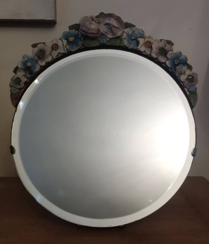 Vintage barbola round - vintage, mirror