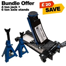 4 TON HYDRAULIC CAR TROLLEY JACK & 6 RATCHET AXLE STANDS GARAGE TOOL