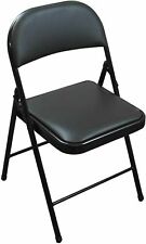 Artificial Faux Leather Black Padded Seat Home Office Work Folding Chair 