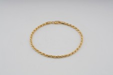 9ct Yellow Gold on Silver Diamond Cut Solid Rope Ladies Bracelet 3mm - 7.5"